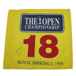 Mark OMeara Signed 1998 The OPEN at Royal Birkdale Yellow Replica Screen Flag JSA ALOA