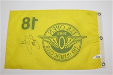 Lee Janzen Signed 1998 US Open at The Olympic Club Yellow Screen Flag JSA ALOA
