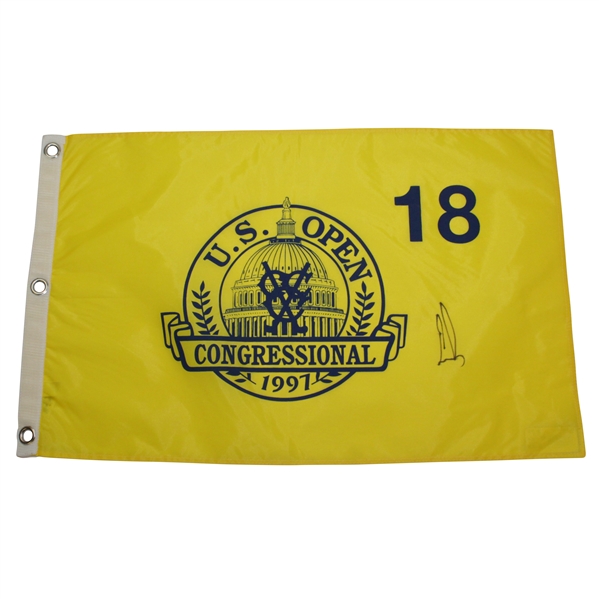 Ernie Els Signed 1997 US Open at Congressional Yellow Screen Flag JSA ALOA