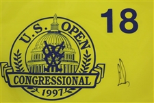Ernie Els Signed 1997 US Open at Congressional Yellow Screen Flag JSA ALOA