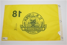 Ernie Els Signed 1997 US Open at Congressional Yellow Screen Flag JSA ALOA