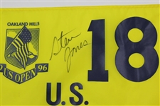 Steve Jones Signed 1996 US Open at Oakland Hills Yellow Screen Flag JSA ALOA