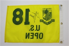 Steve Jones Signed 1996 US Open at Oakland Hills Yellow Screen Flag JSA ALOA