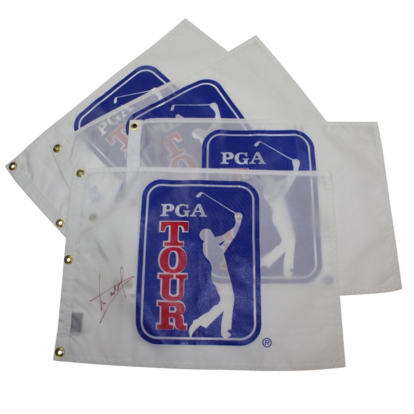 Luke Donald & Three(3) others Signed PGA Tour White Screen Flags JSA ALOA