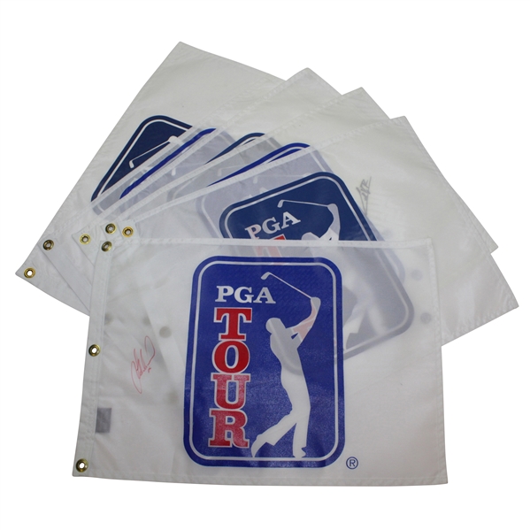 Lee Westwood & Five(5) others Signed PGA Tour White Screen Flags JSA ALOA