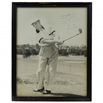 Byron Nelson Signed 16x20 to Harold Sargent with Inscription - Framed JSA ALOA