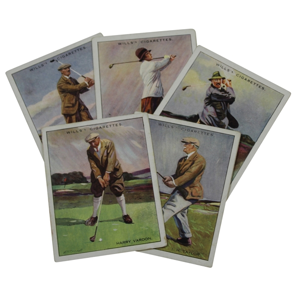 Harry Vardon, Edward Ray, J.H. Taylor, Abe Mitchell & Miss Cecil Leitch Wills Cigarettes Golf Cards