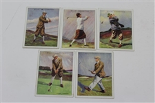 Harry Vardon, Edward Ray, J.H. Taylor, Abe Mitchell & Miss Cecil Leitch Will's Cigarettes Golf Cards