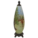 Antique Pottery Bullet Shaped Golf Themed J. Ferreri Hand Painted Lamp/Vase
