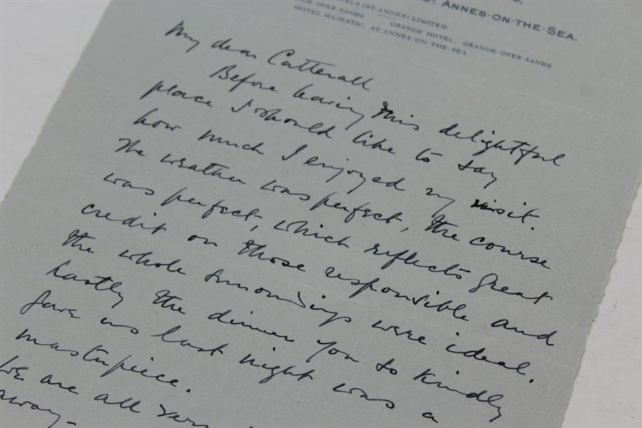 1933 British Amateur Michael Scott Signed Handwritten Letter - July 14, 1937 JSA ALOA
