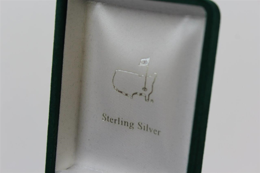 Augusta National Golf Club Vintage Sterling Silver Pin Back Badge In Original Clam Shell Case And Logo Box