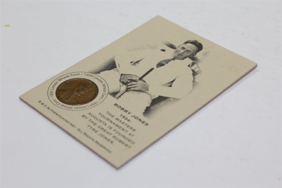 Bobby Jones 1934 Masters Founding Authenticated Ink Penny Card