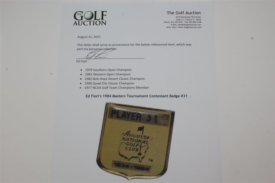 Ed Fiori's 1984 Masters Tournament Contestant Badge #31