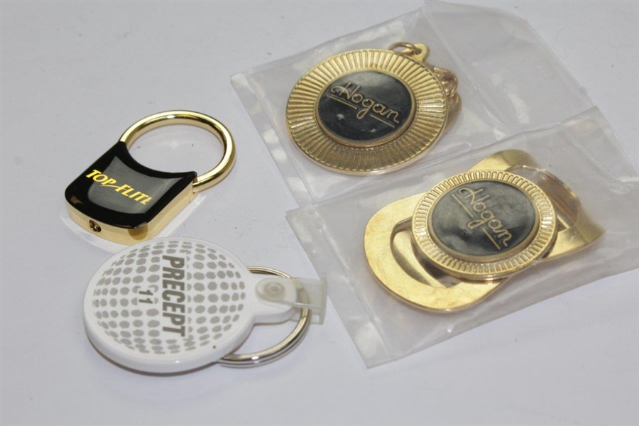 Hogan Co. Money Clip & Key Ring with Top Flite Key Ring In Box & Precept 11 Key Ring