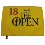 Gary Player Signed The OPEN Yellow 18 Screen Flag with Years Won Notation JSA ALOA