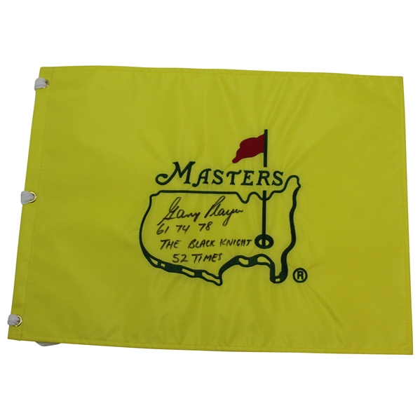 Gary Player Signed Undated Masters Flag with Years Won, The Black Knight & 52 Times JSA ALOA