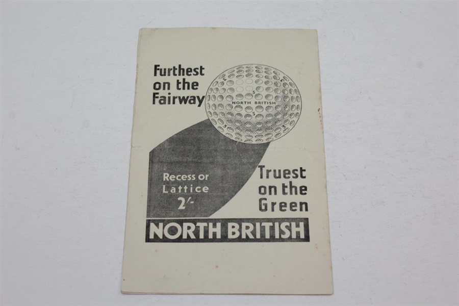 1936 OPEN Golf Championship at Hoylake Official Thursday Draw and Times Sheet/Pamphlet
