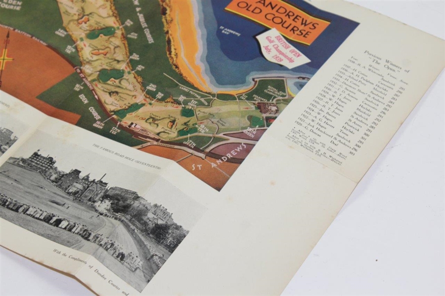 1939 British Open Golf Championship 'Plan in Colour' Map Of St. Andrews Old Course