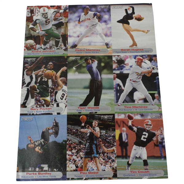 2002 Tiger Woods with others Sports Illustrated for Kids Uncut Card Sheet
