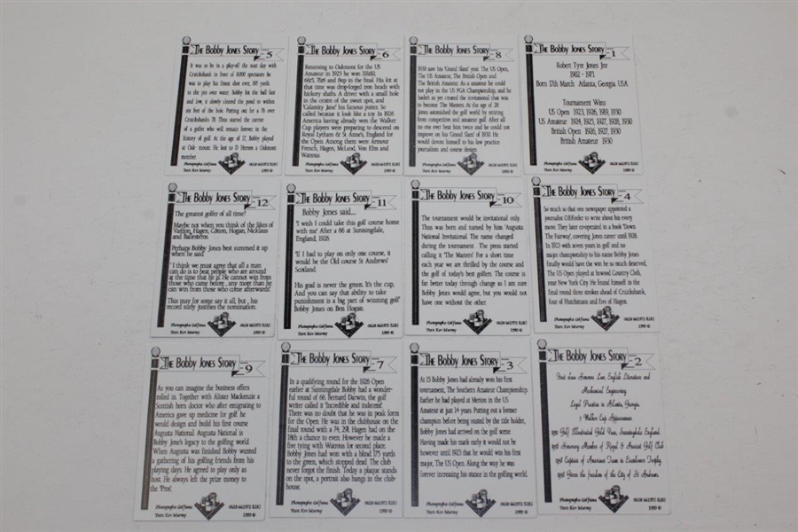 Set of Twelve (12) 'The Bobby Jones Story' 1993 Golf Cards Tribute Cards