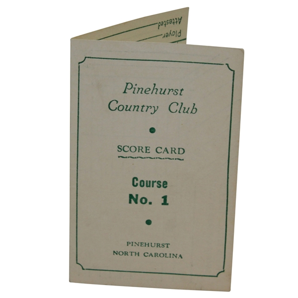 Vintage Pinehurst Country Club Course No. 1 Score Card - Used 4/1/1962