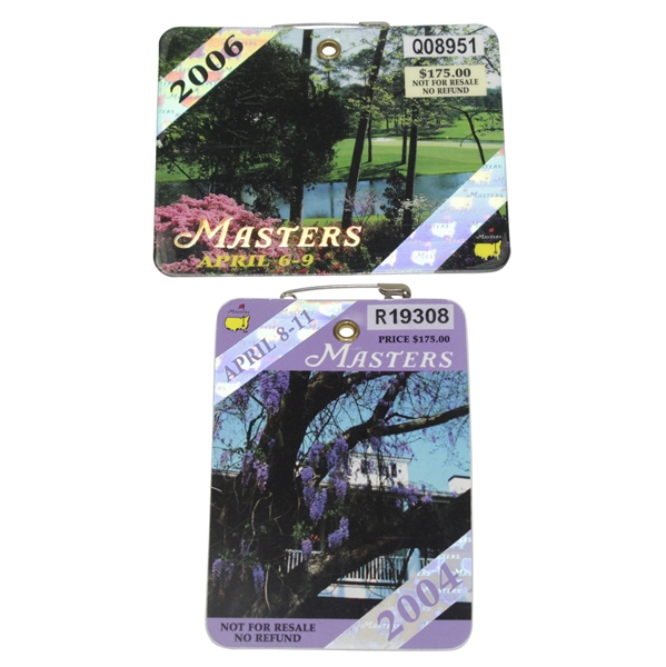 2004 & 2006 Masters Tournament SERIES Badges - Mickelson's First Two Masters Wins!