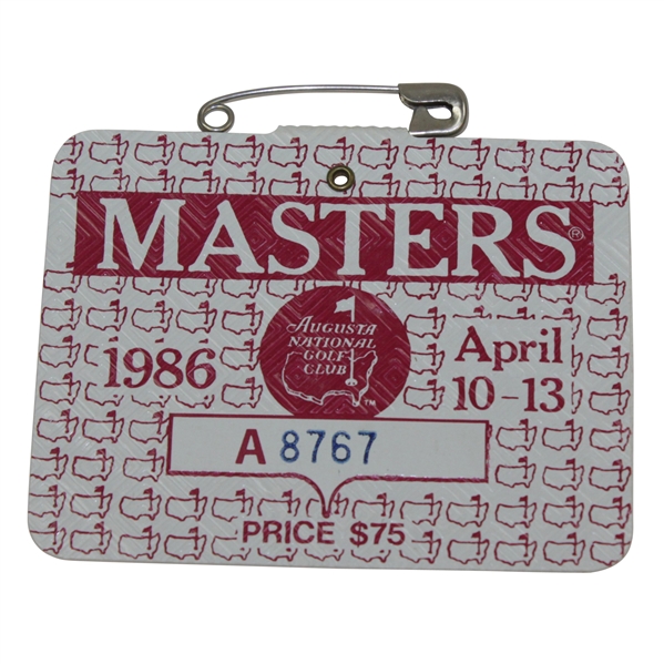1986 Masters Tournament SERIES Badge #A8767 - Jack Nicklaus' 6th & Final Masters Win!