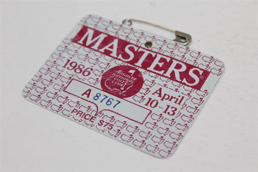 1986 Masters Tournament SERIES Badge #A8767 - Jack Nicklaus' 6th & Final Masters Win!
