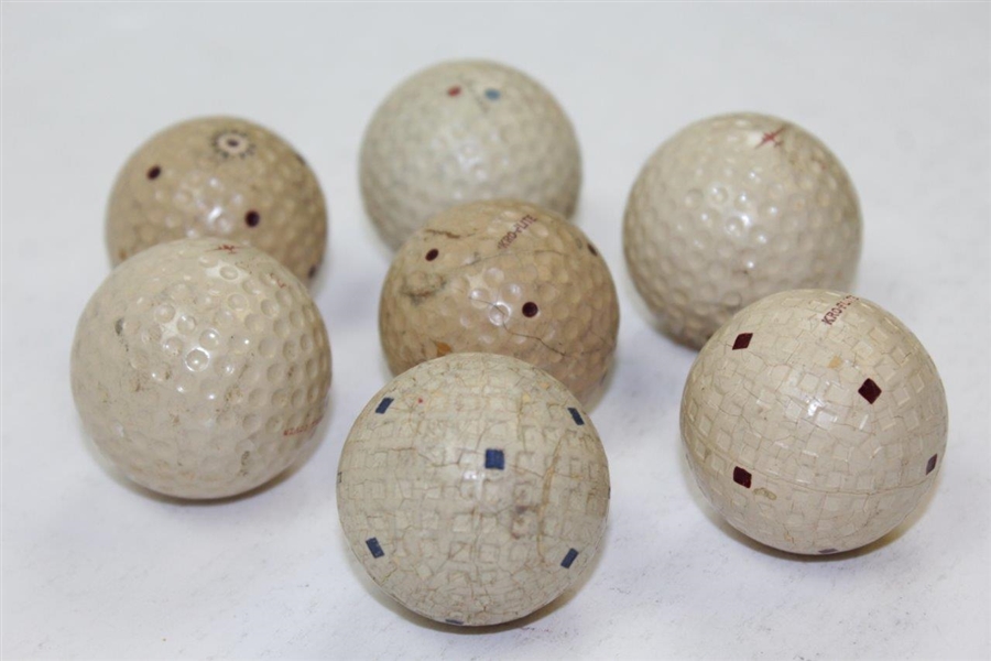 Group of Seven (7) Spalding Kro-Flite Mesh & Dimple Pattern Logo Golf Balls