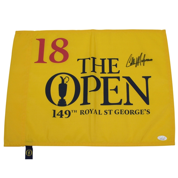 Colin Morikawa Signed 2021 OPEN Championship at Royal St. Georges Yellow Flag JSA #WIT687554