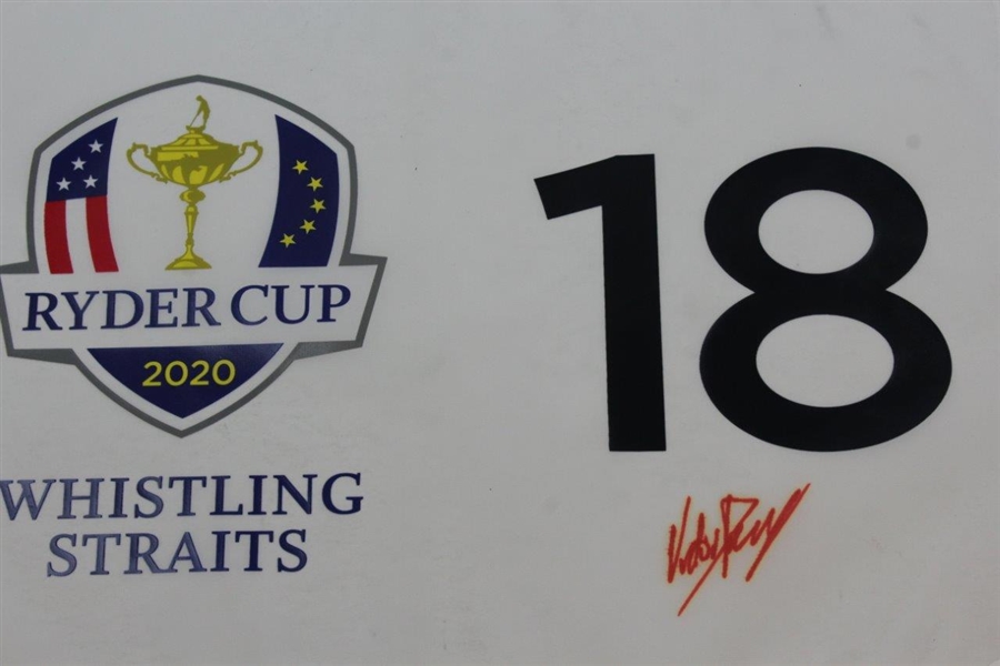 Victor Perez Signed 2020 Ryder Cup at Whistling Straits Screen Flag JSA #HH76037