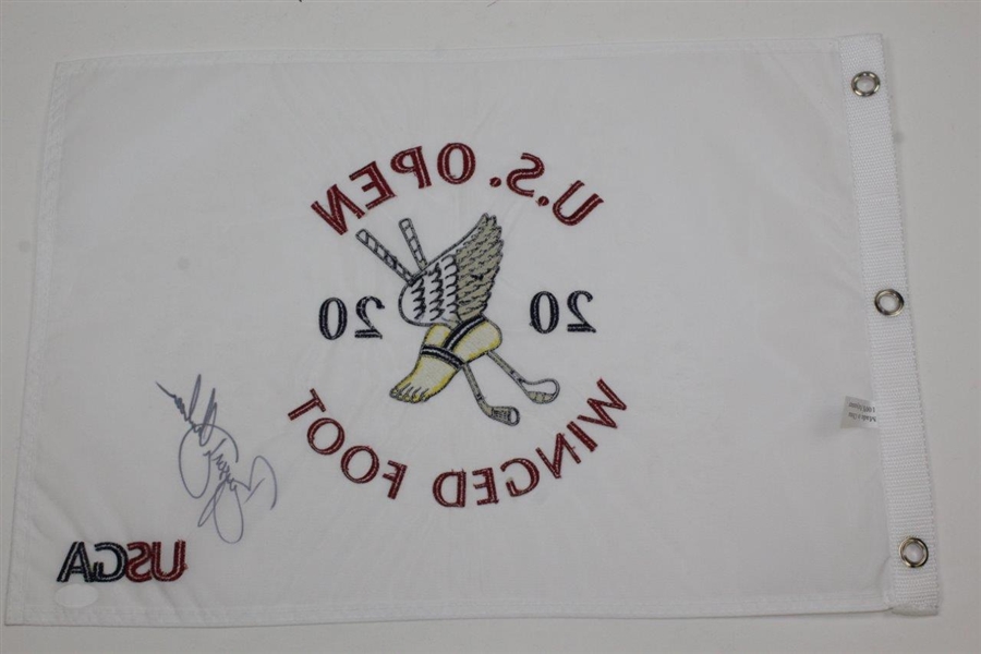 Bryson Dechambeau Signed 2020 US Open at Winged Foot Embroidered Flag JSA #QQ22967