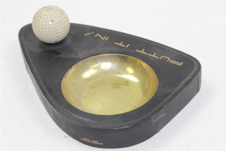 Putt It In!' Real Hide Ash Tray with Penfold Patented Golf Ball - Made in England