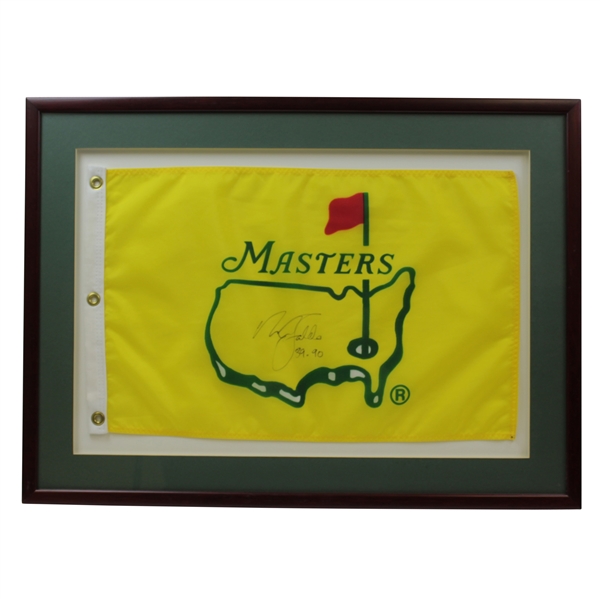 Nick Faldo Signed 1995 Masters Flag with '89-90' Notation! - Framed JSA ALOA