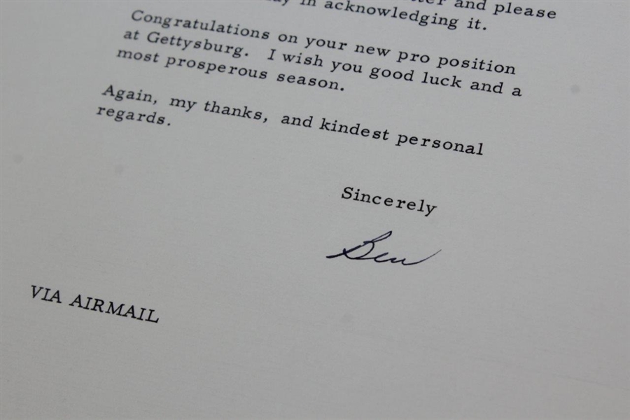 Ben Hogan Signed Typed 1962 Letter on Personal Letterhead with Envelope JSA ALOA