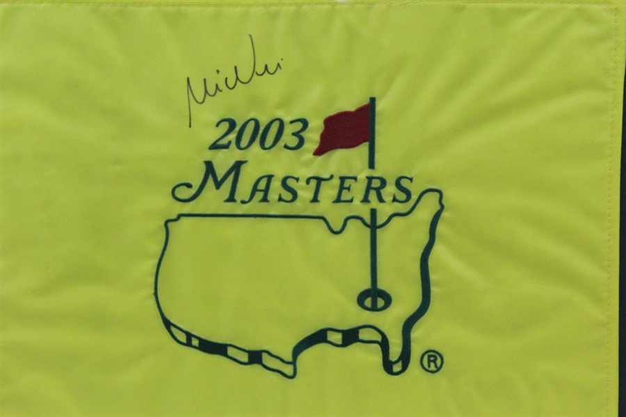 Mike Weir Signed 2003 Masters Embroidered Flag - Deluxe Framed JSA ALOA