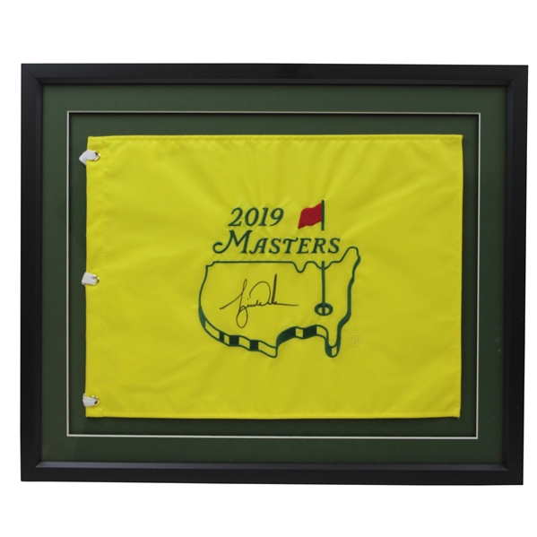 Tiger Woods Signed 2019 Masters Embroidered Flag - Framed JSA ALOA