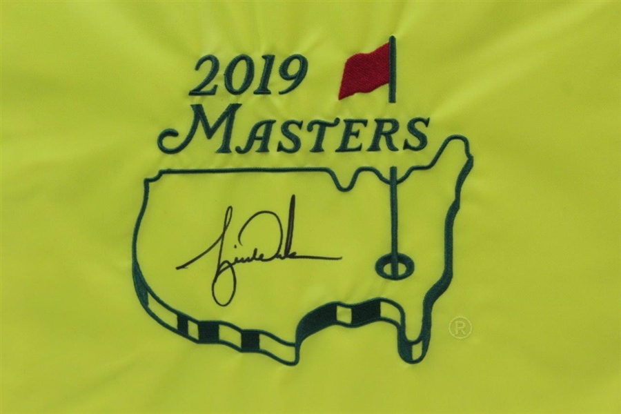 Tiger Woods Signed 2019 Masters Embroidered Flag - Framed JSA ALOA