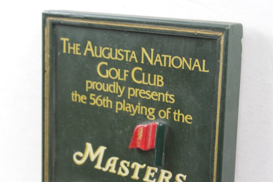 1992 Masters Tournament Wood List of Winners - Employee Gift