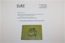 Gary Player Signed 2003 Masters Embroidered Flag JSA ALOA