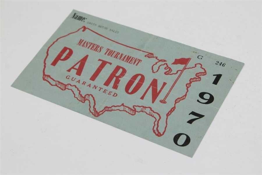 1970 Masters Patron Parking Pass - Very Good Condition