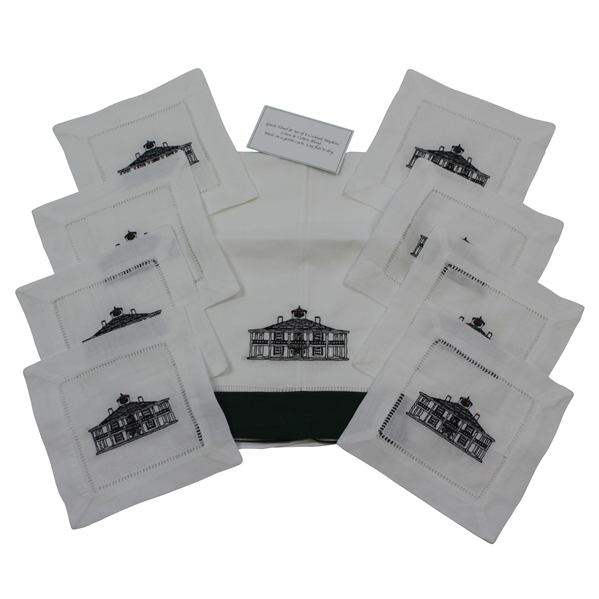 Augusta National Guest Towel & Linen Cocktail Napkins Clubhouse (8) With Card