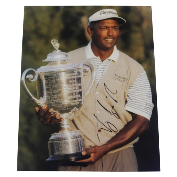 Vijay Singh Signed PGA Trophy 8x10 Photo JSA ALOA