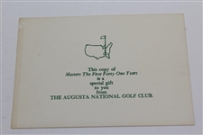1978 Masters The First Forty One Years Tribute Book with Card