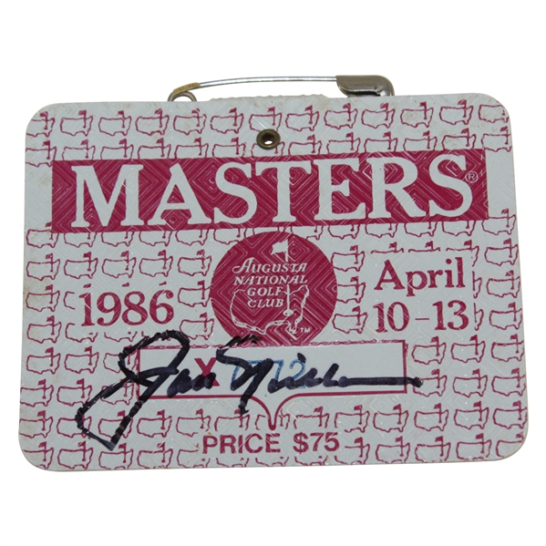 Jack Nicklaus Signed 1986 Masters Series Badge JSA ALOA