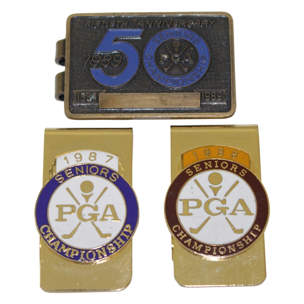 1987, 1988, & 1989 PGA Seniors Championship Comemmorative Money Clips