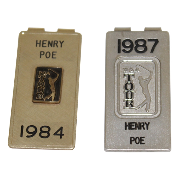 Henry Poe's 1984 & 1987 PGA Tour Money Clips/Badges