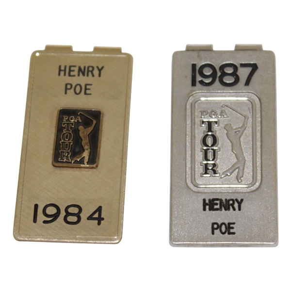 Henry Poes 1984 & 1987 PGA Tour Money Clips/Badges