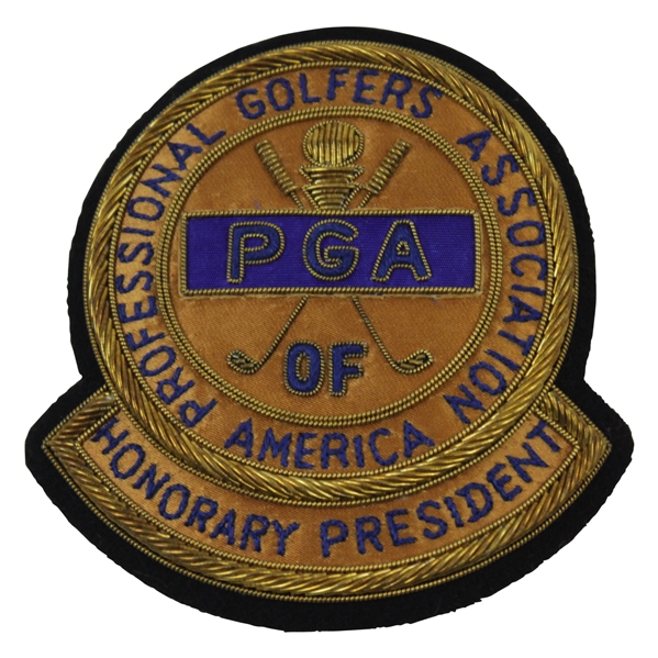 Henry Poes Professional Golfers Association of America Honorary President Bullion Crest