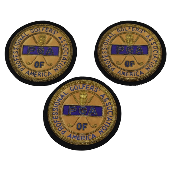 Henry Poes Three (3) Professional Golfers Association of America Bullion Crest Patches